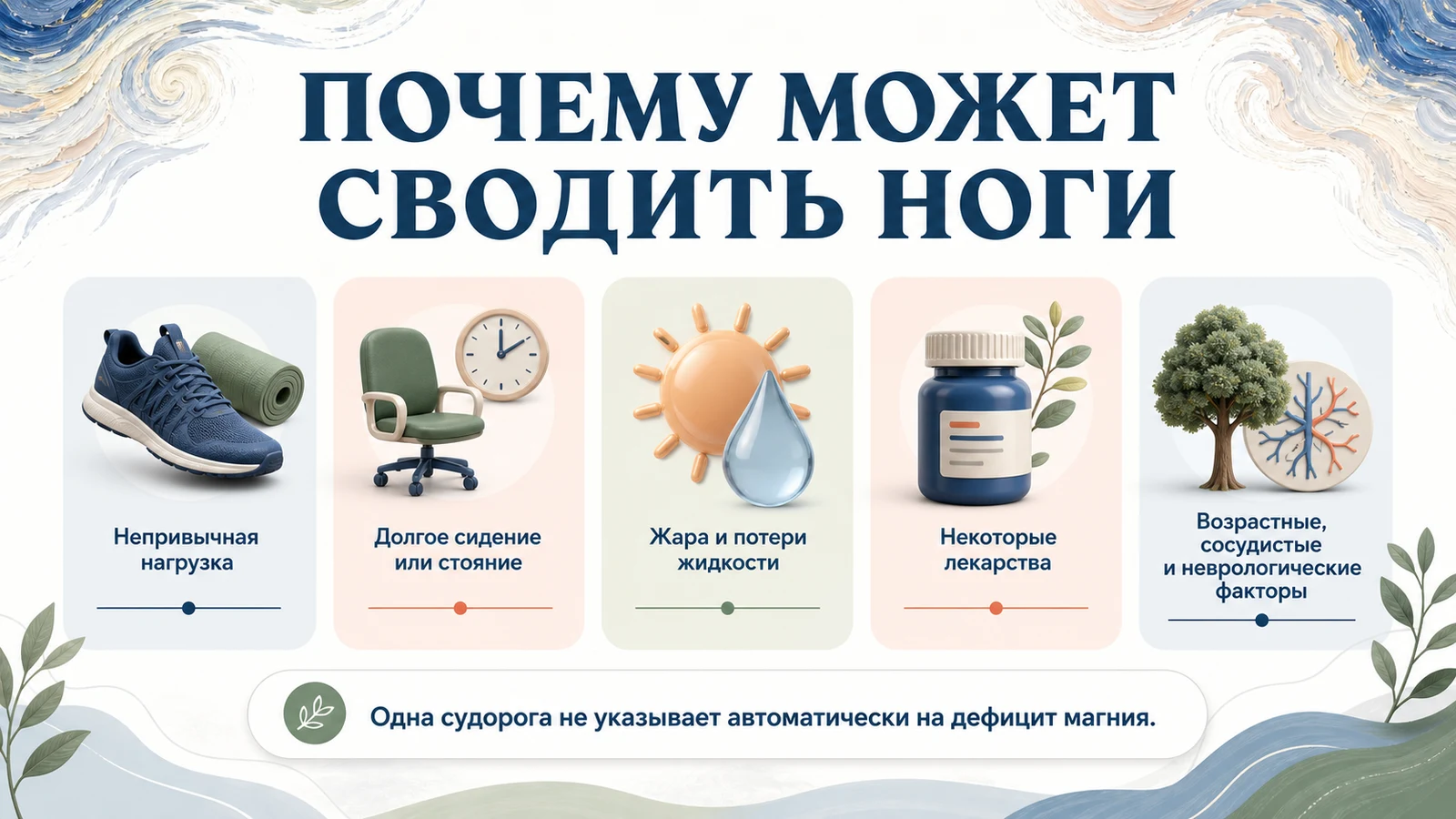 Основные причины судорог в ногах и икроножных мышцах