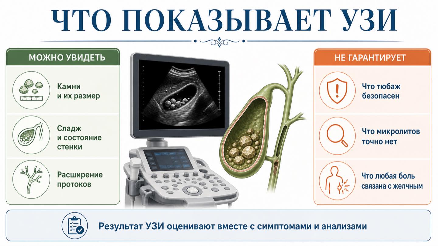 Что показывает УЗИ желчного пузыря и чего оно не гарантирует
