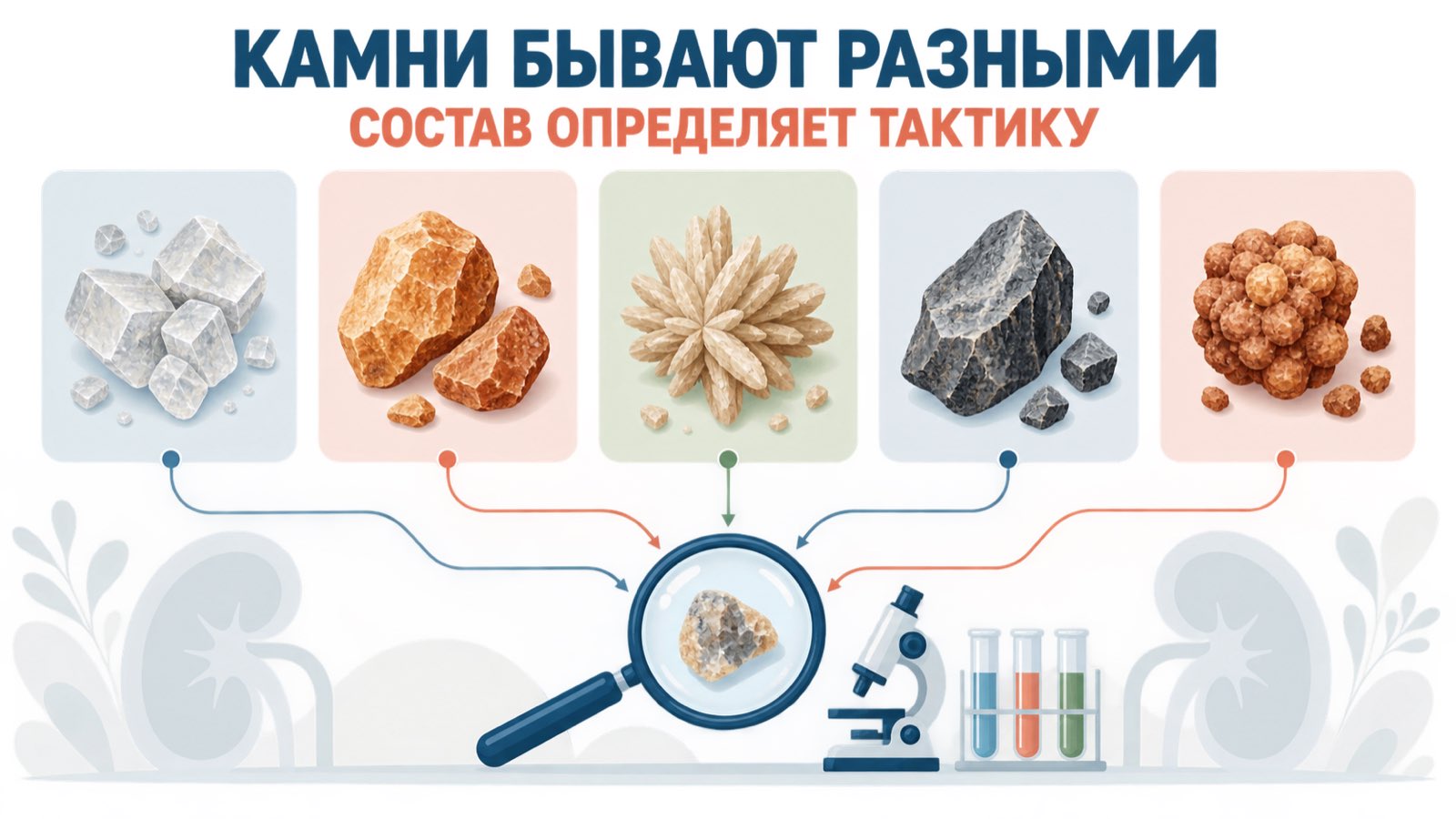 Основные типы камней в почках и различия в выборе воды