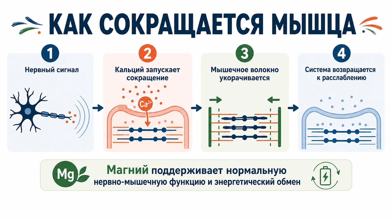 Как кальций и магний участвуют в сокращении и расслаблении мышц