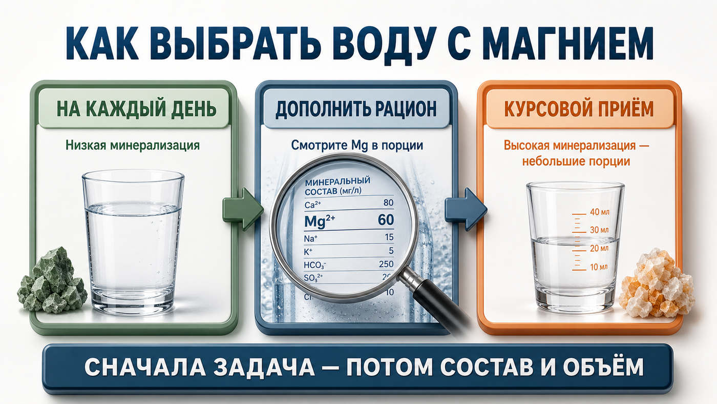 Как выбрать минеральную воду с магнием по задаче и составу