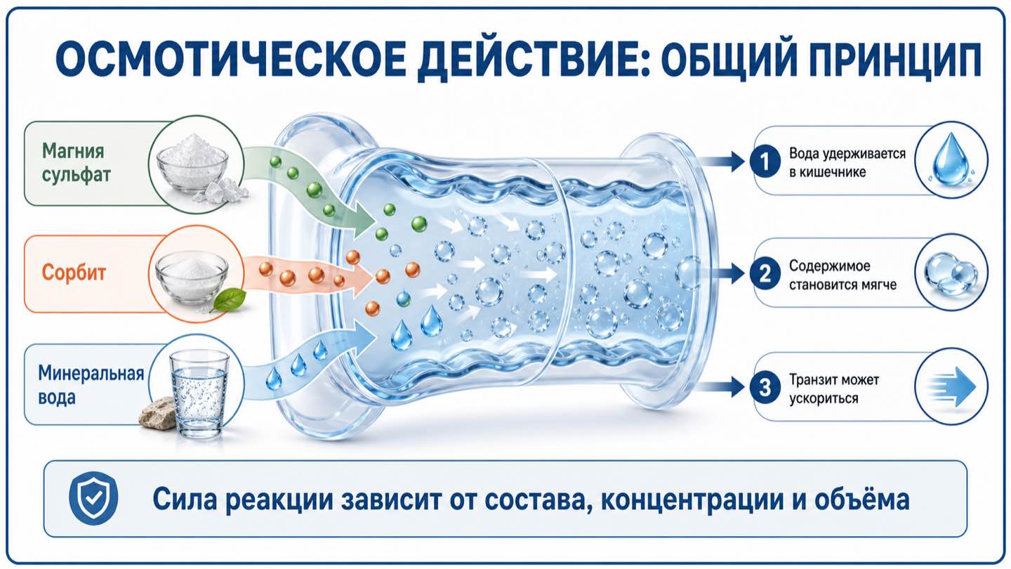Осмотическое действие магнезии, сорбита и минеральной воды