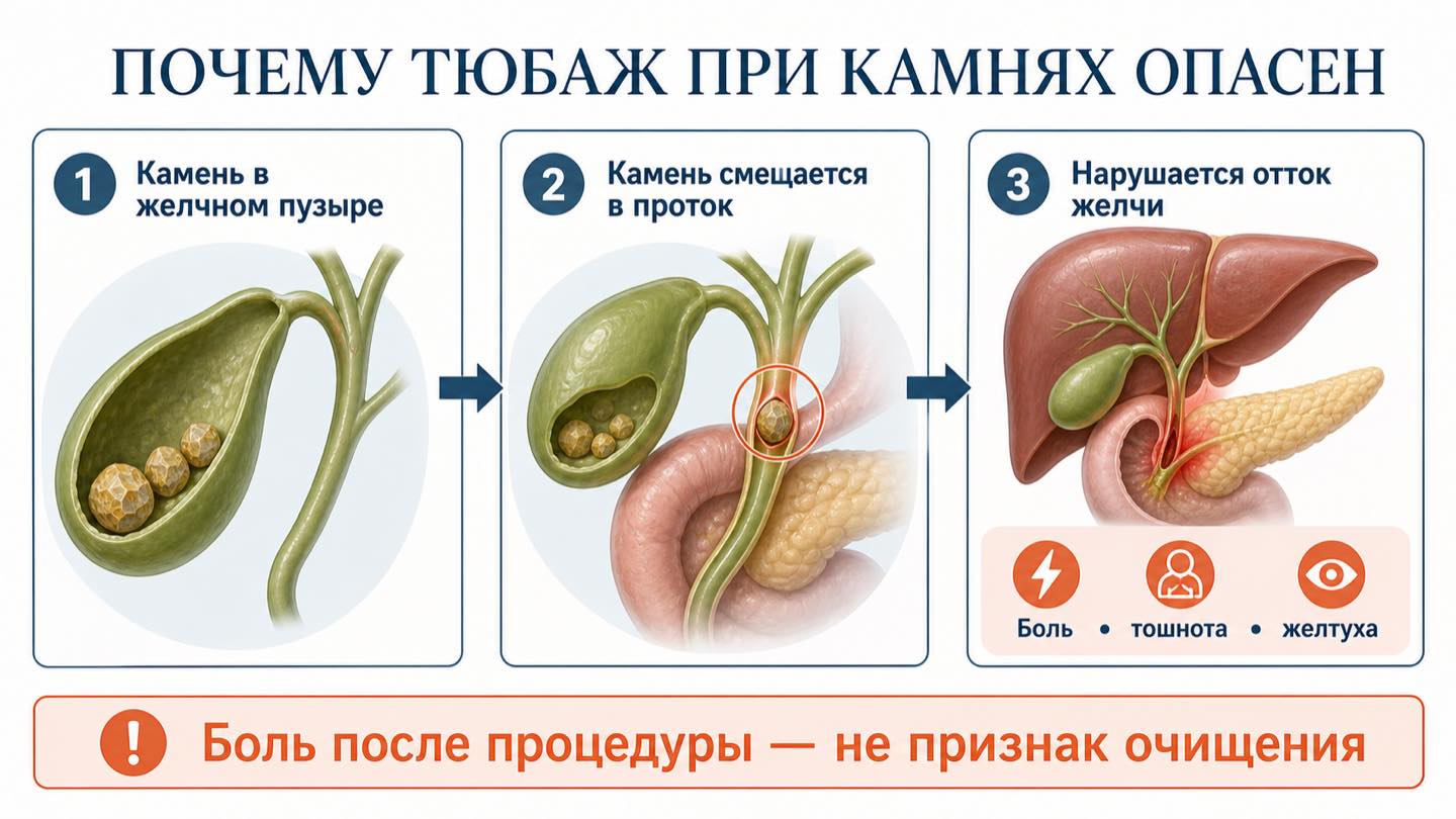 Почему тюбаж при камнях в желчном пузыре опасен