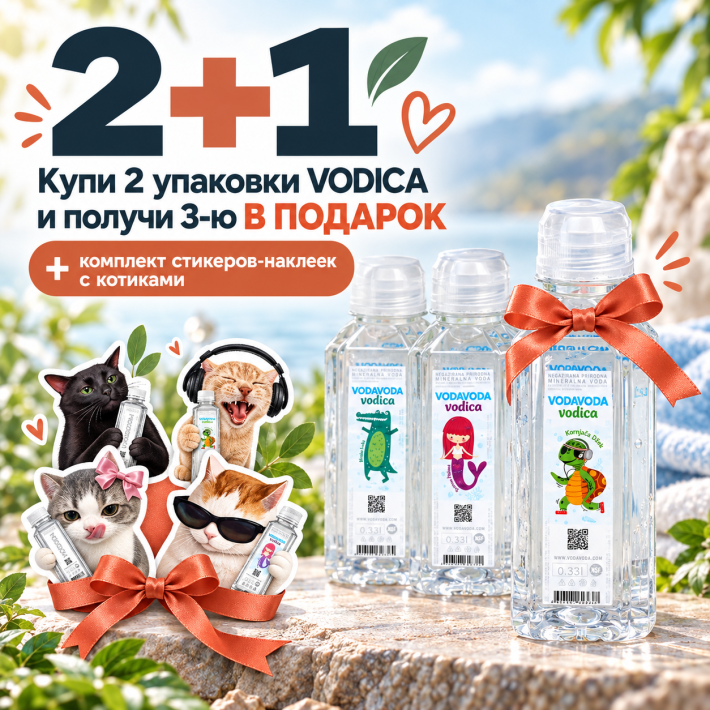 2+1 на VODAVODA Vodica: третья упаковка в подарок