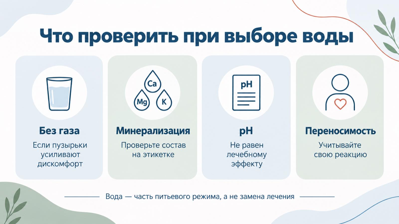 Что проверить при выборе воды: состав, минерализацию и переносимость