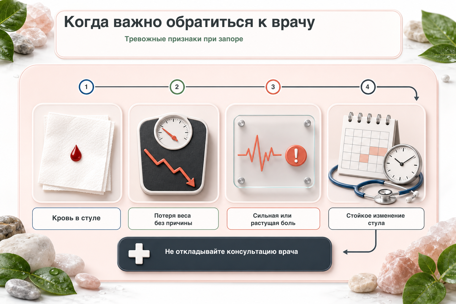 Тревожные признаки при запоре у взрослых: схема