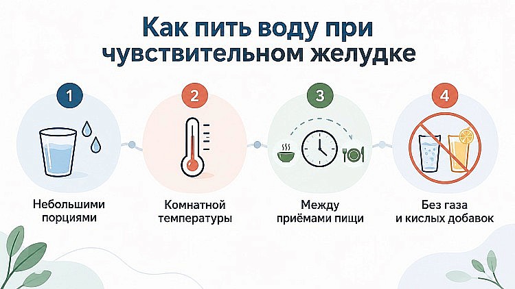 Спокойный питьевой режим при чувствительном желудке