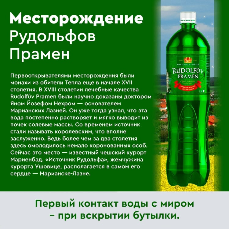 Купить чешскую минеральную лечебную воду с газом Рудольфов Прамен