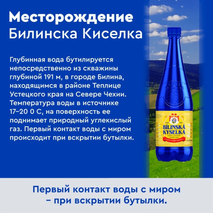 Билинска Киселка 1 литр, природ. газ., 6 шт. в уп.