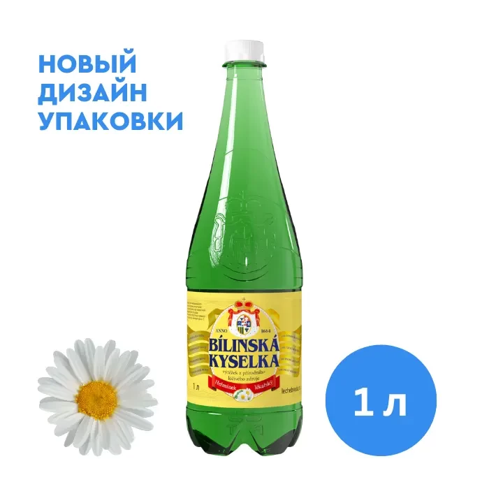 Билинска Киселка с ромашкой 1 литр, природ. газ., 6 шт.
