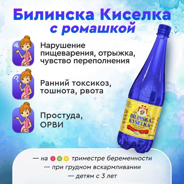 Билинска Киселка с ромашкой 1 литр, природ. газ., 6 шт. (discount)