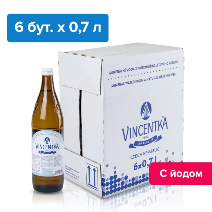 Винцентка 0,7 литра, природ. газ.( запас воды на 1 месяц, 11 бутылок)