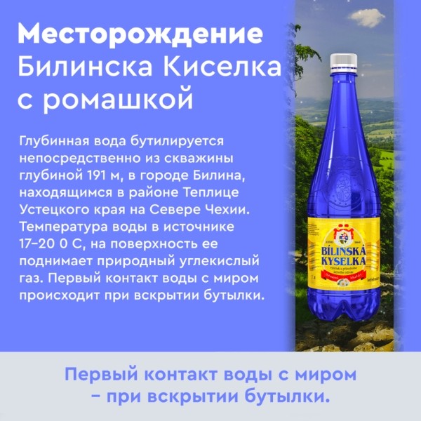 Билинска Киселка с ромашкой 1 литр, природ. газ. (срок годности до 17.10.2026)