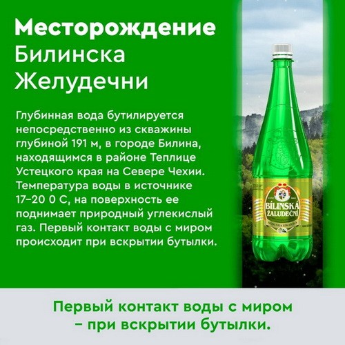 Билинска Киселка с мелиссой 1 литр, природ. газ. (срок годности до 16.10.2026)